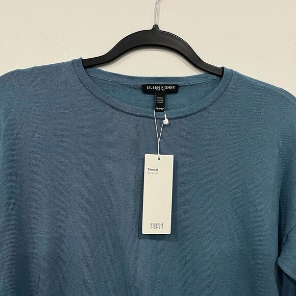 NWT Eileen Fisher Tencel Stretch Cropped Short Sleeve River Top Size 2/4P - Picture 2 of 6